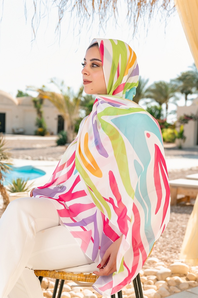 Colorful printed chiffon scarf