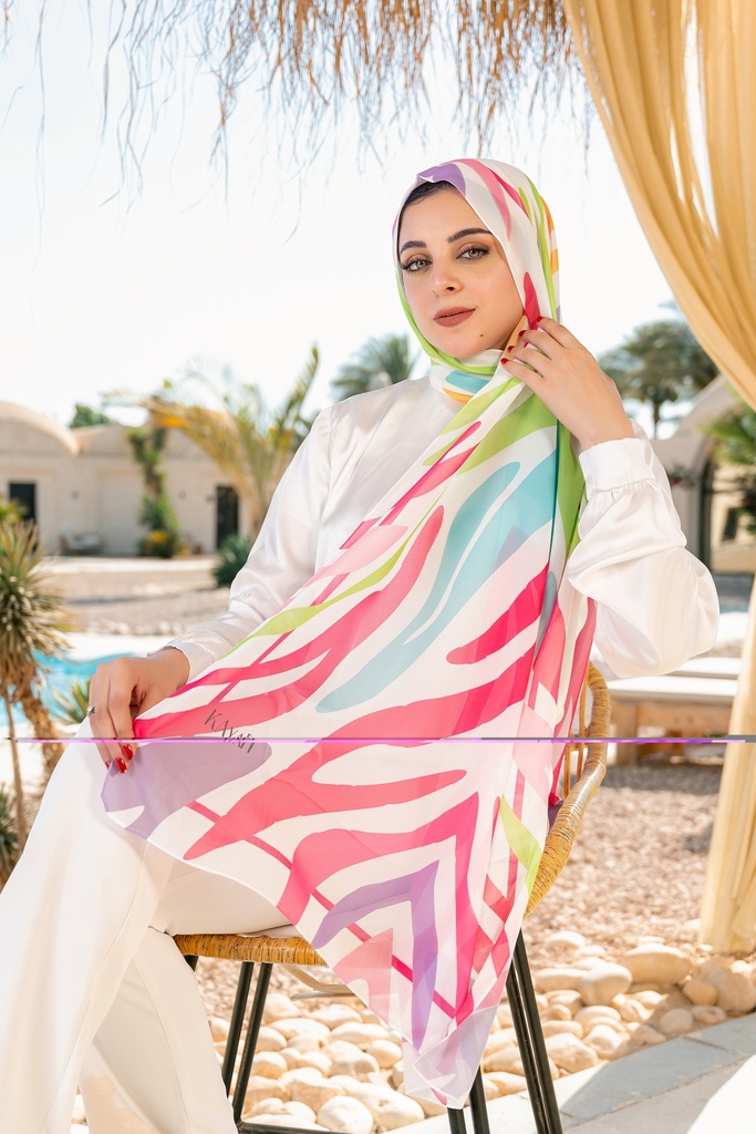 Colorful printed chiffon scarf