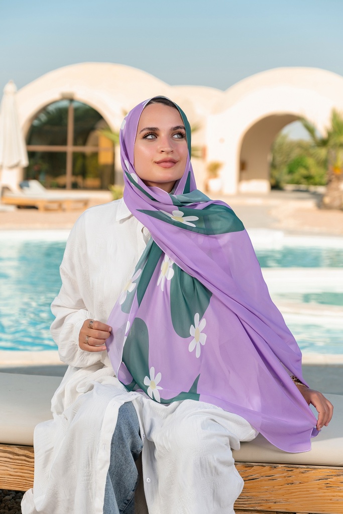 Bright printed chiffon scarf