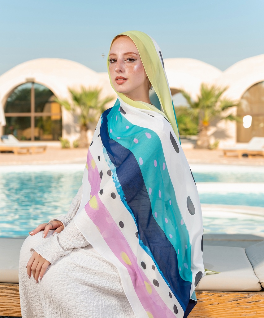 Bright printed chiffon scarf