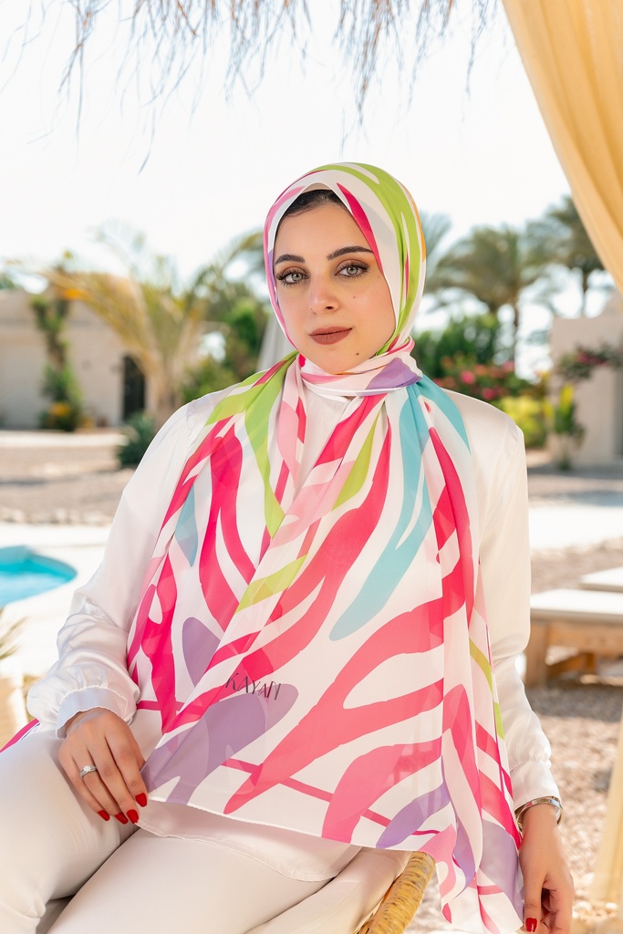 Bright printed chiffon scarf