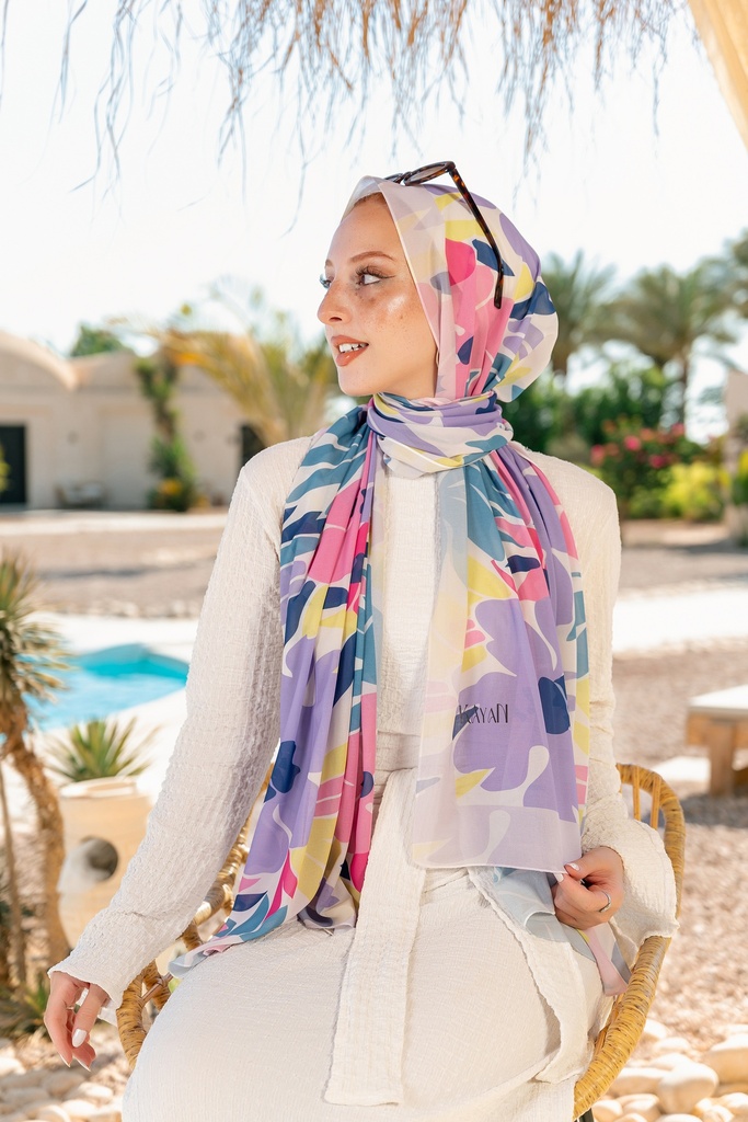 Bright printed chiffon scarf