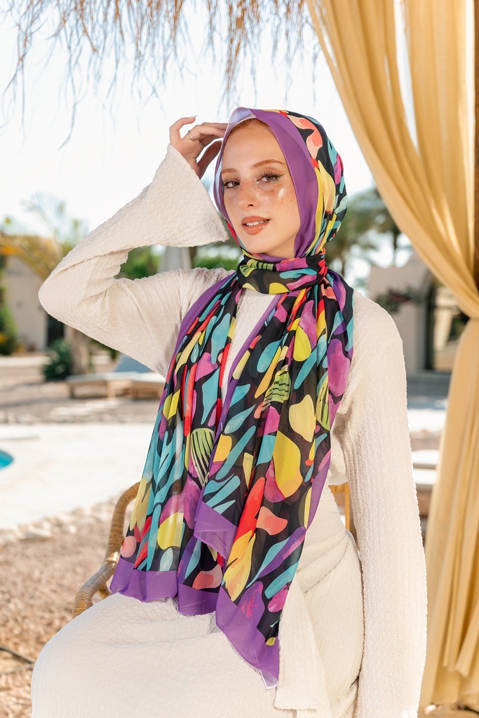 Bright printed chiffon scarf