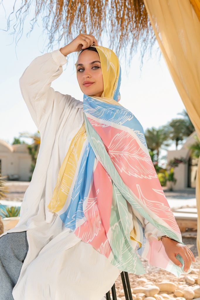 Bright printed chiffon scarf